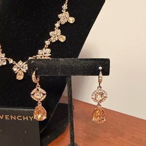 Givenchy Rose Gold and Champagne Crystal Drop Earrings